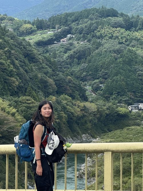 A picture of Rachel backpacking in Shikoku, Japan